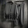 Mens kläder 2 stycke uppsättning vinter höst Tracksuit män jogging kostym manliga löpande kläder patchwork sweatshirts jogger set 211222