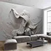 Custom tapeter 3d stereoskopisk präglad grå skönhet oljemålning modern abstrakt konst väggmålning vardagsrum sovrum tapet 210722
