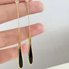 Bengelen Zirkoon Water 925 Sterling Zilver Drop Lange Tassel Oorbellen Voor Vrouwen Sierlijke Koreaanse Mode-sieraden