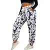 Vrouwen broek camouflage bedrukte volledige lengte hoge taille trekkoord losse elegante mode harem broek 210522