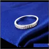 Jewelrysolid Platinum PT950 Anel de Banda de Casamento Anel metade do diamante redondo para as mulheres nupcial d cor vvs1 Adorável dedo jóias cluster anéis Drop Deliv