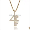 Pendant Necklaces & Pendants Jewelry Gold Sier Plated 4Pf Necklace Iced Out Chains Lab Diamond Letter Number Dj Rapper Street Hip Hop Style