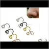 & Studs Drop Delivery 2021 Ring Fashion Stainless Steel Open Hoopheart Nose Rings Body Piercing Jewelry Bending Shape Cdxag