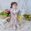 Dziewczyny Dress Truskawka Dzieci Długie Rękaw Vintage Kwiatowy Lotia Dresses Toddler Dziewczyna Hiszpańskie Frocks Baby Urodziny stroje 210615