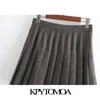 KPYTOMOA 여성 세련된 패션 라이닝 Pleated 체크 미니 스커트 빈티지 높은 허리 측면 지퍼 여성 스커트 Mujer 210412