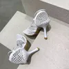 2021 Yaz Seksi Gazlı Bez Bandaj Yüksek Topuklu Sandalet Tasarımcı Moda Çok Yönlü Ambalaj Komple Zarif Boyutu 35-41