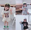 子供の夏の綿の服の女の子のファッションティー衣装衣装韓国の手紙の上の衣服とショートパンツ210529