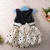 Toddler çocuk elbise yaz kolsuz dikiş bebek kız moda kızlar çiçek puantiyeli baskı prenses 210515