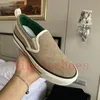 Tennis 1977 slip-on sneaker Italien canvas Lyx Sko Beige Blå tvättad jacquard denim Dam Skor Ace Gummisula Designers Broderade Vintage Casual Sneakers