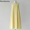 Nomikuma bawełniana bielizna linia sukienka kobiety stałe kolor bez rękawów lato sukienki kobiet koreański moda vestidos mujer 3a452 210514