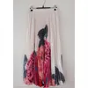 Женщины элегантные цветочные напечатанные 2-х частей костюмы женские длинные рукава лук воротник шифоновая рубашка верхняя плиссированная высокая талия длинная юбка длиной 210730