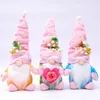 Party Supplies Happy Mothers Valentine Day Plush Dwarf Standing Post Top Hat Pearl Flower Faceless Doll Gnome Figurskog Äldre dekoration