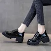 Primavera Autunno Donna Oxford Scarpe Diamond Plaid Lace Up Scarpe in pelle Tacchi alti Scarpe con plateau casual Nero Zapatos Mujer 9438N