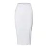 Élégant tricoté serré jupe longue noir blanc Wrap hanche crayon jupes femmes automne hiver vêtements taille haute bureau dames bas 210507