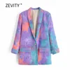 Zevity Women Tie-Dyed Single Button Blazer Notched Collar Långärmad Office Lady Causal Stylish Outwear Suit Coat Tops C531 210603