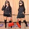 Black White Letter Printed Trendy Chic Woman Tops Classic Round Collar Long Sleeve Pullover Tunic Retro T-Shirt Streetwear 210525