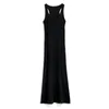 Nice-forever Casual Solid Color Flare Long Dresses Sleeveless Summer Holiday Maxi Women Dress bty407 210419
