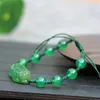 Натуральный зеленый халцедонский браслет резные Pixiu круглые бусины Браслеты подарок для женских завесов Каменные ювелирные изделия из бисера, пряди