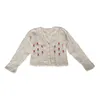 Kvinnors stickor Kvinnor Tees Fall Winter 2022 Women Sweater Cardigan Vintage Elegant V-hals handgjorda p￤rlor broderier ull Mori Girls