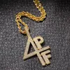 Модные ювелирные изделия Циркон 4PF кулон хип-хоп Bling Iced Out буквы ожерелье для DJ рэпер ожерелье s230D