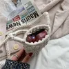 3pcs Stuff Sacks Women Wool Woven Single Mobile Phone Shoulder Bags White Khaki