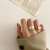 Punk Gold Wide Chain Rings Set for Women Girls Fashion Irregular Finger Thin Ring 2021 Female Trendy Jewelry Party Gift