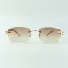 Factory wholesale sales of rimless sunglasses 3524012-A1 original shell pattern white horns high quality unisex glasses