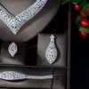 Hibrid Luksusowy AAA Dla Kobiet Ślub Cyrkon Crystal CZ Indian Afryki Biżuteria ślubna Zestaw Bijoux N-1153