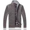 Cardigan Mężczyźni Jesień Zima Ciepła Wełniana Sweter męski Sweter Z Zamek Zipper Casual Knitwear Męskie Ubrania Chompas Para Hombre 210918