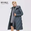 スカーフパーカーレディースD21601 211008を持つMiegofceデザイナー冬のジャケットの女性の長いファッションコートポリエステル繊維