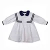 Vår sommarflickor klänning brittisk stil marin krage lite söt långärmad student skola baby barn barnkläder 211231