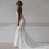 Mermaid Beach Wedding Dress 2022 Sexy Deep V-neck Backless Bride Gown Long Boho White Fashion Vestido De Noiva