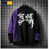Casual Sweat Hommes Streetwear Hoodies Lettre Impression Hommes Patchwork Sweats Homme O-Neck Top Pull Survêtement 210707