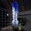 Chihuly Large Blue Pendant Lamp Hand Blown Glass Chandeliers Light LED Bulb 60 Inches Luxury Staircase Living Room Loft Art Decorations
