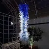 Chihuly Large Blue Pendant Lamp Hand Blown Glass Chandeliers Light LED Bulb 60 Inches Luxury Staircase Living Room Loft Art Decorations