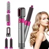 Hair Dryer 5 In 1 Electric Hair Comb Negative Ion Straightener Brush Blow Dryer Air Wrap Curling Wand Detachable Brush Kit Home 220119