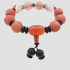 Beaded Strands Fashionable Joker 14MM Natural Carving Red Noxy Bead Bracelet 2pcs Bungee Cord Men And Women Trum22