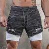 Hardloopshort Heren 2 in 1 Fitness Gym Sport Camouflage Sneldrogend Strand Jogging Korte broek Workout Bodybuilding Training