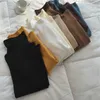 YITIMOKY Turtleneck Kazak Kadın Güz 2021 Kazak Kış Vintage Giysi Tops Slim Elastik Yumuşak Gömlek Kahverengi Siyah Beyaz Yeni X0721