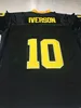 Custom Mens Bethel High School Allen Iverson #10 Football Jersey Black Green Stitched S-5XL