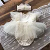 Noworodek Dziewczynek Christening Suknia Princess Vestidos z pałąkiem na głowę Baby 1st Birthday Party Dress for Girls Baby Costume Tutu G1129