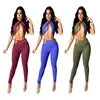 Set da 2 pezzi da donna Pantaloni da due pezzi da donna Pantaloni sexy a vita media Casual senza schienale Accogliente Tinta unita traspirante Estate YCH