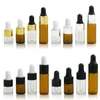 5 ml Aromatherapie-Flasche für ätherische Öle, transparente/bernsteinfarbene Tropfflasche aus Glas, tragbar, mit Pipettenfläschchen aus Glas