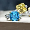 15CT Frauen Mi Ring 100% Sterling Silber Diamant Ring Gelb Rosa Blau Weiß Edelstein Engagement Schmuck Box Verpackte Größe 5-9