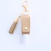 Hand Sanitizer Party Favor Läder Tassel Case Keychain Parfym Spray Tom Bottle Leather Case Key Chain