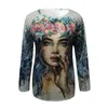 Camiseta feminina beleza menina camiseta para mulheres de manga longa túnica túnica tops tops básicos mujer camisetas pisquete retrô solto