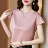 Bureau Lady Tops D'été À Manches Courtes Blouses Satin Blouse Femmes Chemises De Mode Simple Solide Plus La Taille Lâche Chemise Blusas 13377 210506