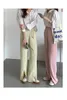 SML 5colors 한국어 스타일 솔리드 컬러 정장 넓은 다리 바지 여성 가을 ​​봄 분할 높은 허리 긴 바지 여자 (X1931) 210423