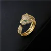 Classic Trend Copper Micro Inlaid Zircon Leopard Ring Fashion Atmosphere Leopard Diamond Mouth Leopard Head Ring7865178