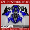 Body motocyklowe dla Yamaha YZF R 1 1000 CC YZF-R1 YZF-1000 00-03 Nadwozie 90NO.22 1000CC YZF R1 YZFR1 02 03 01 YZF1000 2002 2003 2000 2000 2001 Kit OEM Blue Black Hot
